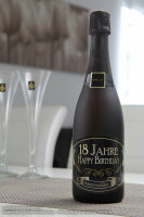 „18 Jahre - Happy Birthday“ Aufkleber Sektflasche Weinflasche selbstklebend