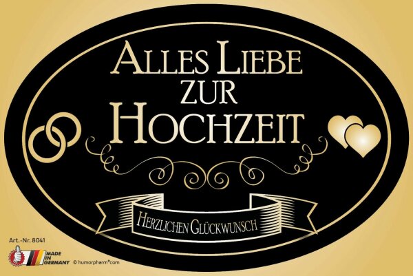 „Alles Liebe zur Hochzeit“ Aufkleber Sektflasche Weinflasche selbstklebend