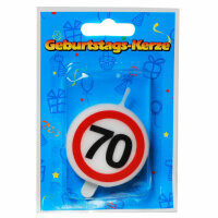 Kerze für Geburtstagtorte Verkehrschild Zahl 70 - 5cm