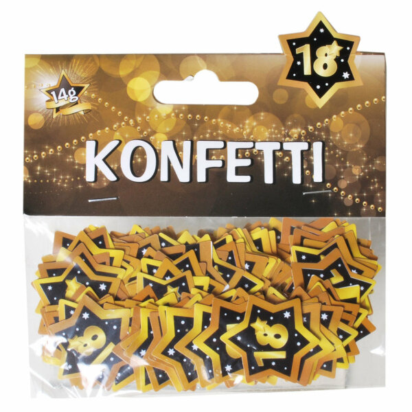 Konfetti "18", schwarz/gold