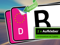 2 Nummernschild Aufkleber, EU Feld Pink, inkl. Starter-Set