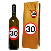 Flaschen-Tasche "30" mit 2 Aufklebern