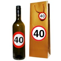 Flaschen-Tasche "40" mit 2 Aufklebern