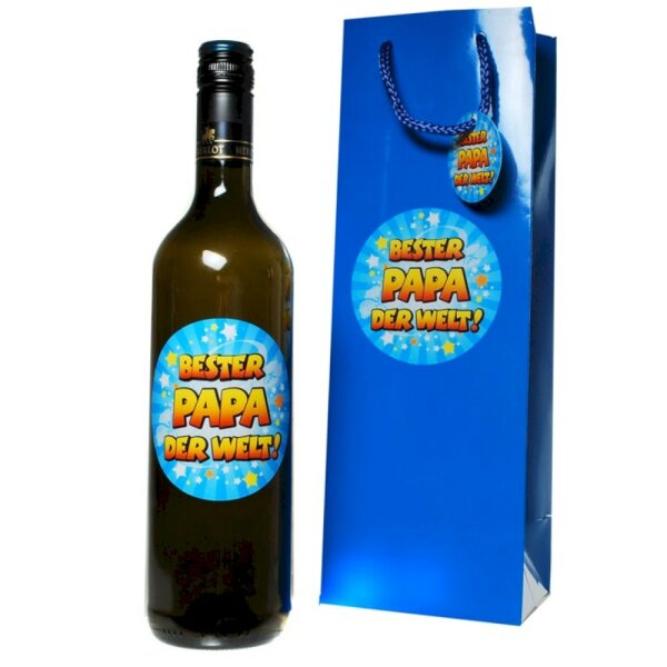 Flaschen-Tasche "Papa" mit 2 Aufklebern