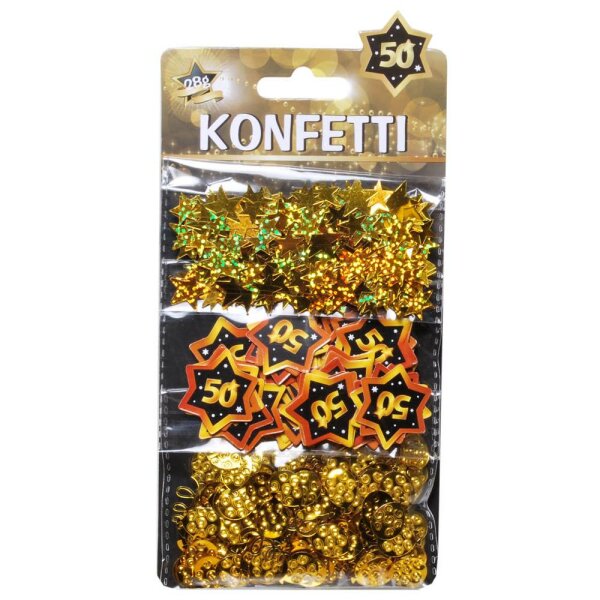 Konfetti-Mix "50", schwarz-gold, 3-tlg.