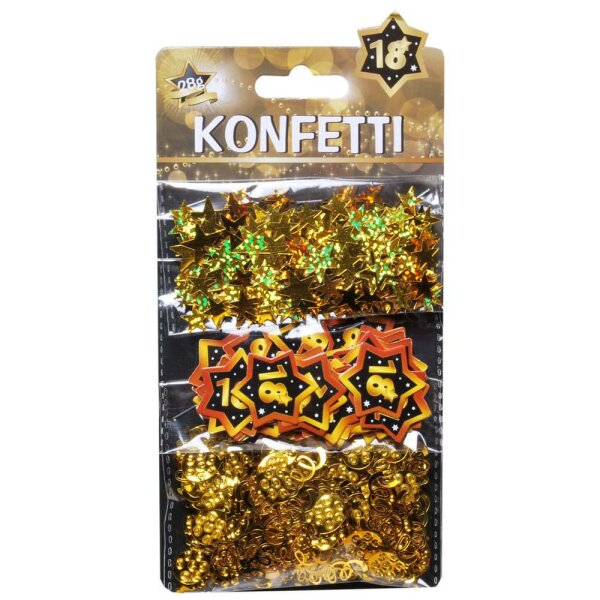 Konfetti-Mix "18", schwarz-gold, 3-tlg.