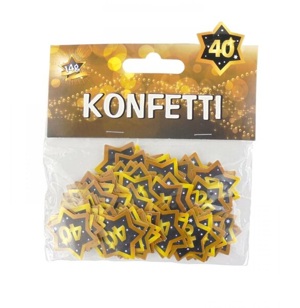 Konfetti "40", schwarz/gold