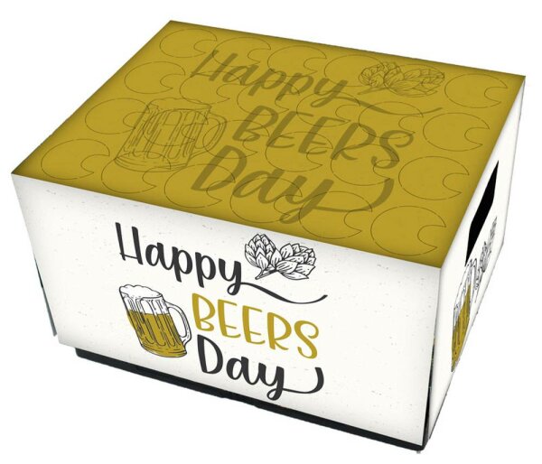 Bierkisten-Geschenkverpackung Motiv "Happy Beers Day"