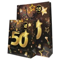 Geschenk-Taschen-Set "50", schwarz-gold 2-tlg.