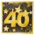 Servietten "40", 20-tlg., schwarz/gold