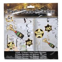 Party-Deko-Spiralen "60", schwarz/gold, 12-teilig.