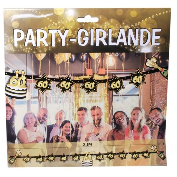 Party-Girlanden "60", schwarz/gold