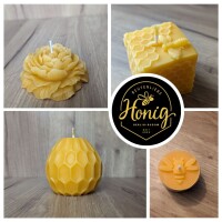 Rosenkerze  aus 100% natürlichem Bienenwachs