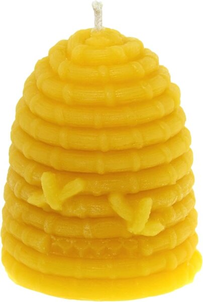 Bienenkorbkerze aus 100 % Bienenwachs – Handgemachte Kerze aus eigener Imkerei – Naturduft – Dekokerze im Bienenstock-Design – nachhaltig & regional produziert