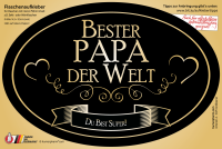 „Bester Papa der Welt“ Aufkleber Sektflasche Weinflasche selbstklebend oval