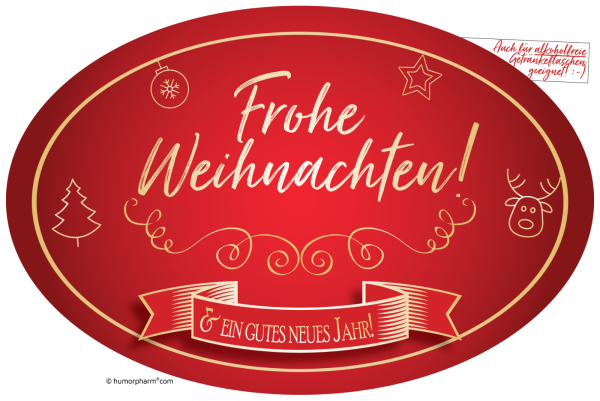 „Frohe Weihnachten & ein gutes neues Jahr!“ Aufkleber Weinflasche Sektflasche